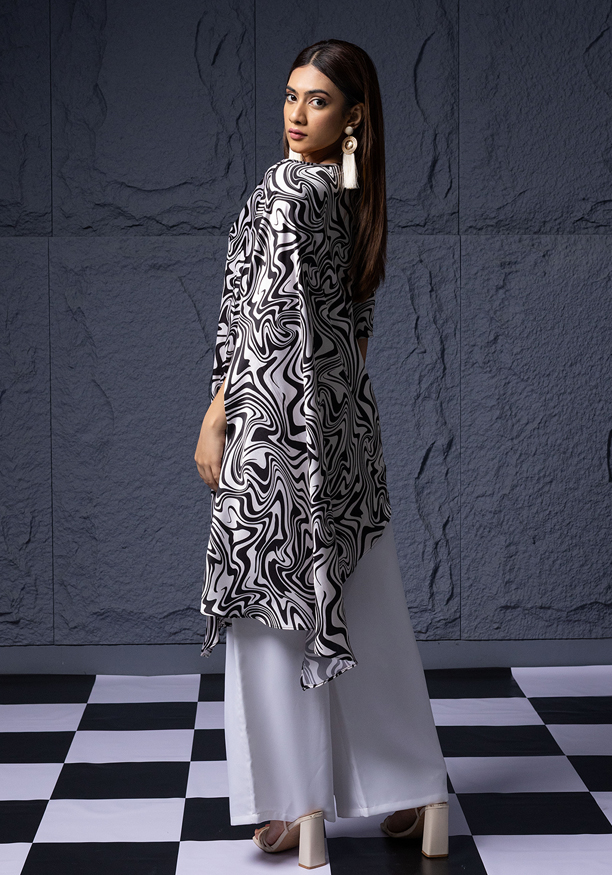 ANITTA BLACK & WHITE SATIN TOP